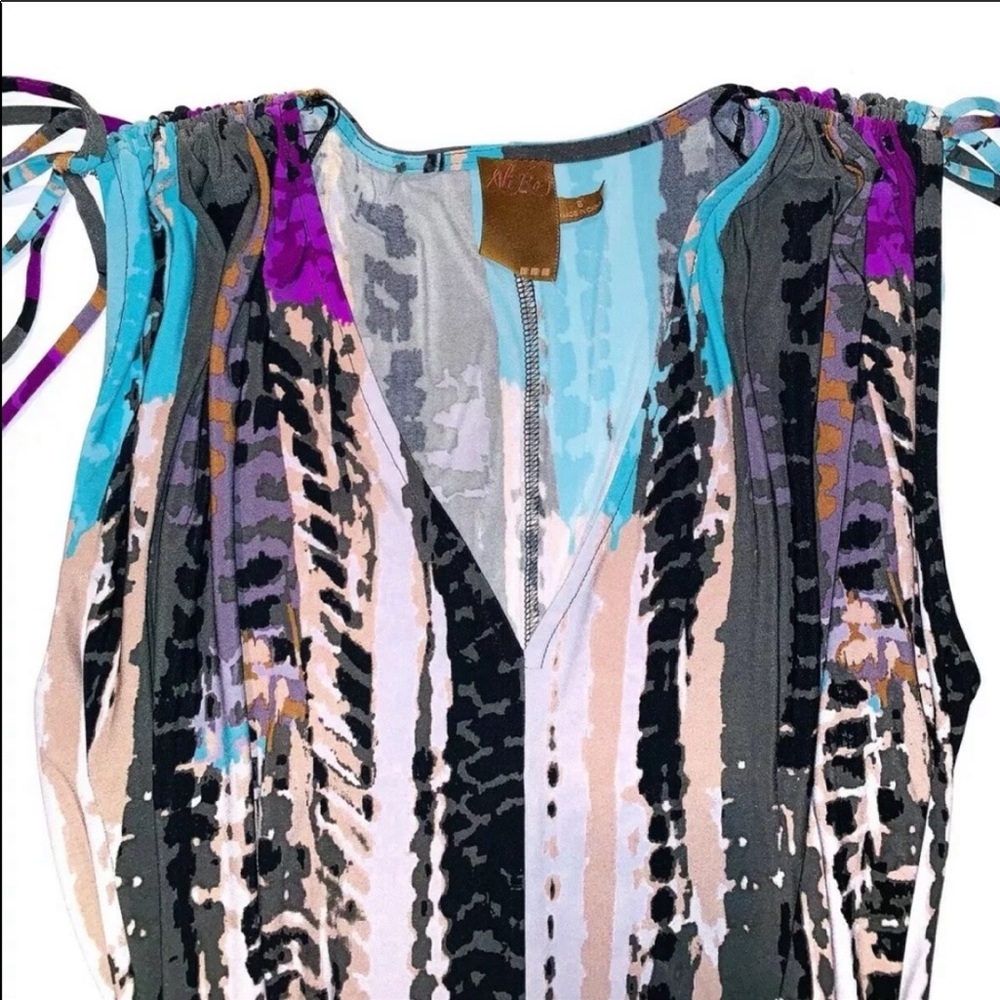 ALI RO Sleeveless Abstract Print Shift Dress- 8(M) - Picture 3 of 6